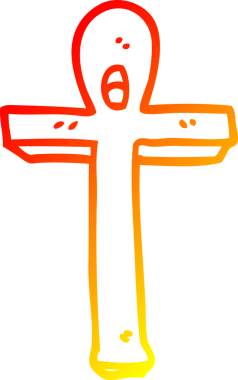 Bir insan tarafından çizilmiş bir çizgi çizgi ankh sembolünün sıcak gradyan çizimi