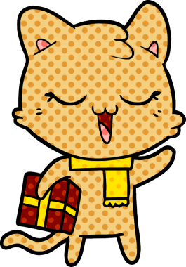 Bir insan tarafından çizilmiş çizgi film kedisi.