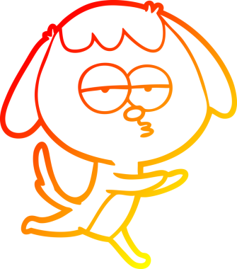 Bir insan tarafından çizilen ve sıkılan bir köpeğin sıcak çizgi çizimi