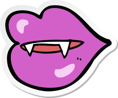 Bir insan tarafından çizilmiş vampir dişlerinin çıkartması.