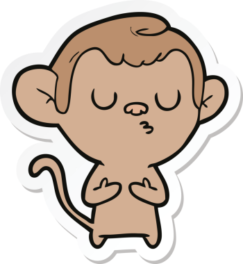 Bir insan tarafından çizilmiş çizgi film maymununun çıkartması.