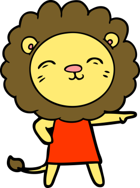 Bir insan tarafından çizilmiş çizgi film aslanı.