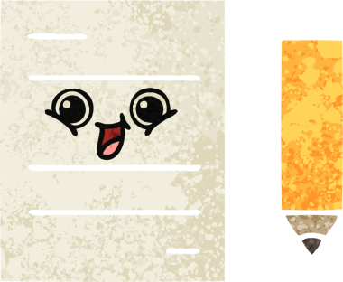 Bir insan tarafından çizilmiş bir test kağıdının retro çizim stili karikatürü