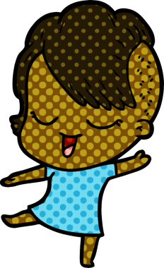 Bir insan tarafından çizilmiş mutlu çizgi film kızı.