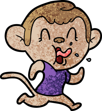 Bir insan tarafından çizilen çılgın çizgi film maymunu