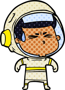 Çizgi film bir insan tarafından çizilmiş astronot.