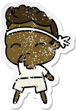 Bir insan tarafından çizilmiş kawaii tatlı fitness oğlanının serbest sticker 'ı.