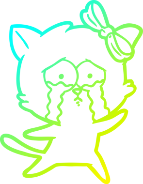 Bir insan tarafından çizilen çizgi film kedisinin soğuk gradyan çizgisi.