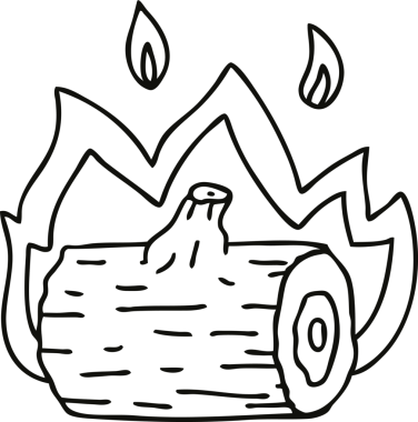 Bir insan tarafından çizilmiş garip çizgi film kamp ateşi.