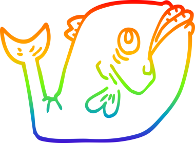 gökkuşağı gradyan çizgisi bir insan tarafından çizilmiş komik bir karikatür balığı çizimi