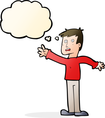 Bir insan tarafından çizilen düşünce baloncuğuyla uzanan endişeli bir adam.