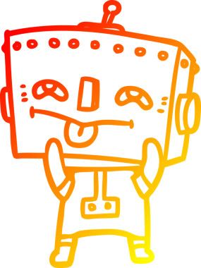 Bir insan tarafından çizilen çizgi film robotunun sıcak çizgi çizimi