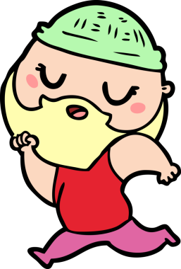 Bir insan tarafından çizilmiş sakallı bir çizgi film adamı.