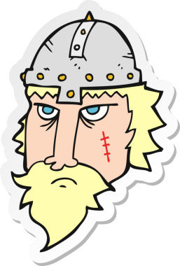 Bir insan tarafından çizilmiş Viking savaşçısının çıkartması.