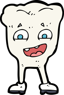 Bir insan tarafından çizilmiş mutlu bir diş.