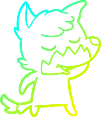 Bir insan tarafından çizilmiş dost canlısı bir tilkinin soğuk çizgi çizimi.