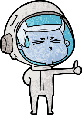 Çizgi film bir insan tarafından çizilmiş astronot.