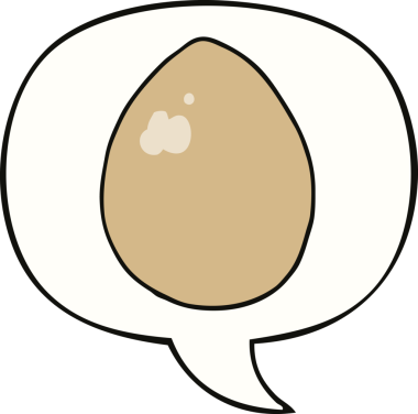 Bir insan tarafından çizilmiş konuşma balonlu çizgi film yumurtası.