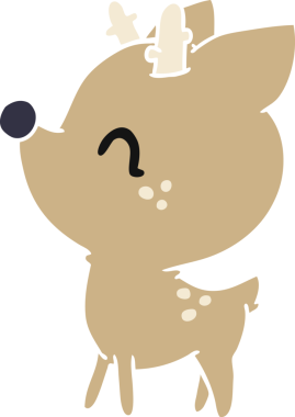 Bir insan tarafından çizilmiş kawai sevimli geyiğinin çizimi.