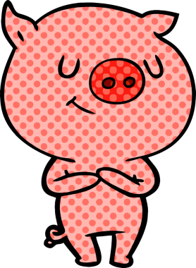 Bir insan tarafından çizilmiş mutlu çizgi film domuzu.