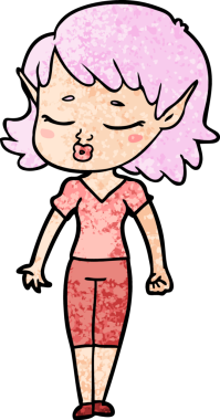 Bir insan tarafından çizilmiş güzel elf kızı.