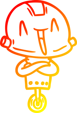 Bir insan tarafından çizilen çizgi film robotunun sıcak çizgi çizimi