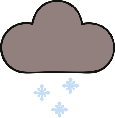 Bir insan tarafından çizilmiş kar bulutunun sevimli karikatürü.