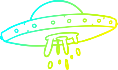 Bir insan tarafından çizilen uçan bir UFO 'nun soğuk eğim çizgisi.