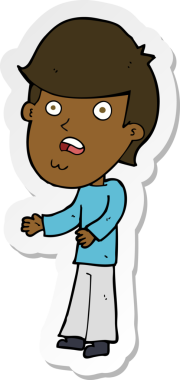 Bir insan tarafından çizilmiş bir karikatür çıkartması.