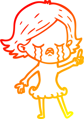 Bir insan tarafından çizilmiş ağlayan çizgi film kızı çizimi.