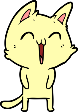 Bir insan tarafından çizilmiş mutlu çizgi film kedisi.