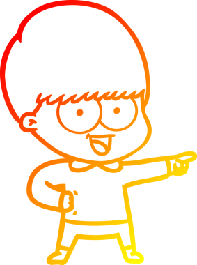 Bir insan tarafından çizilmiş mutlu çizgi film çocuğunun sıcak çizgi çizimi