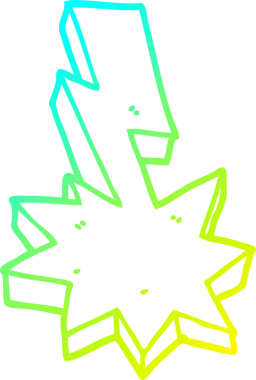 Bir insanın çizdiği karikatür yıldırımının soğuk eğim çizgisi.