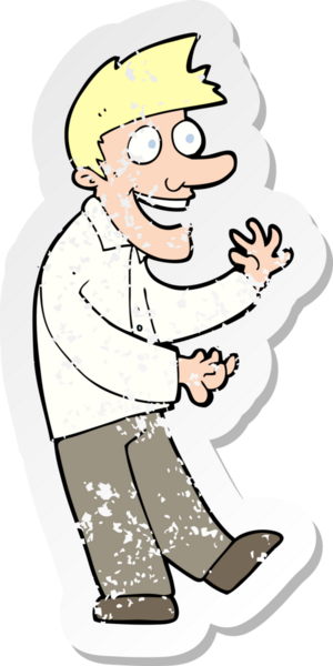 Bir insan tarafından çizilmiş heyecanlı bir çizgi filmin gerilimli çıkartması.