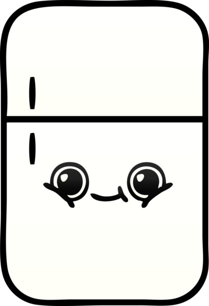 Bir insan tarafından çizilmiş bir buzdolabının gölgelenmiş karikatürü.