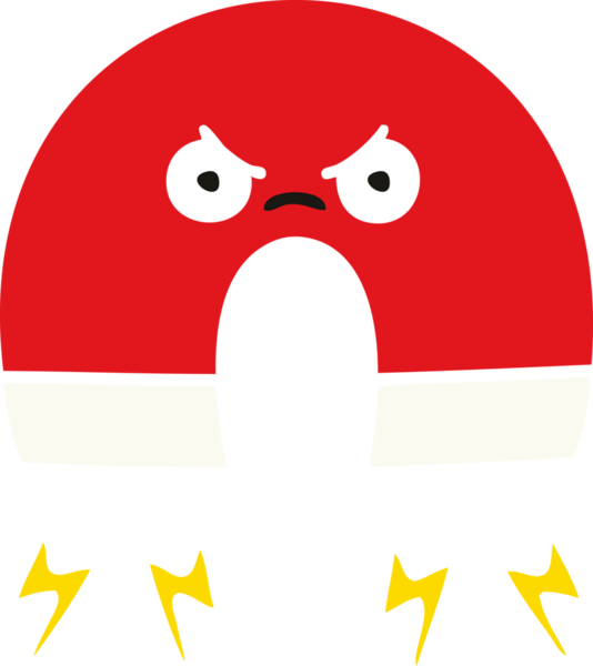 Bir insan tarafından çizilen mıknatısın düz renk retro karikatürü