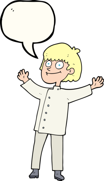 Bir insan tarafından çizilmiş serbest konuşma balonu karikatürü şefi.