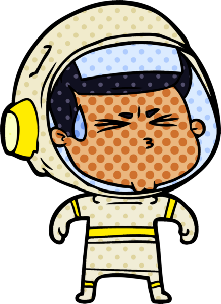 Çizgi film bir insan tarafından çizilmiş astronot.