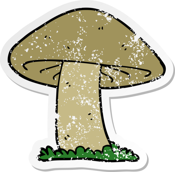 Bir insan tarafından çizilmiş karikatür mantarının sıkıntılı çıkartması