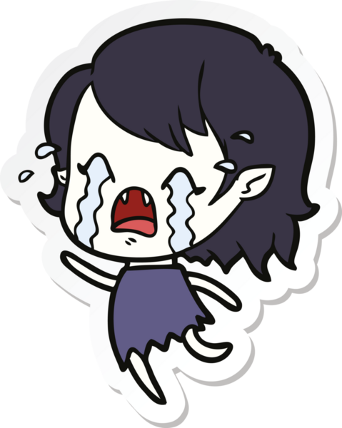 Bir insan tarafından çizilmiş ağlayan vampir bir kızın çıkartması.