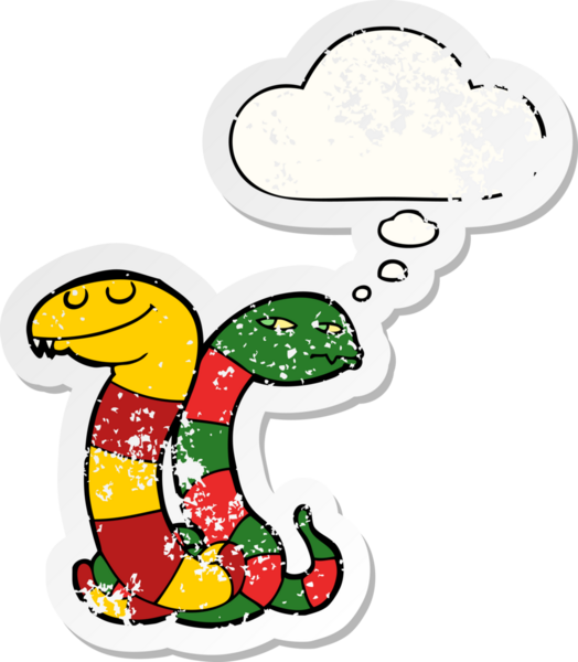 Düşünce baloncuğu olan çizgi film yılanları bir insan tarafından çizilmiş yılanlardır.