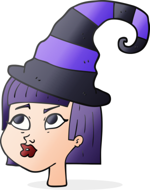 Bir insan tarafından çizilmiş serbest çizgi film cadısı.