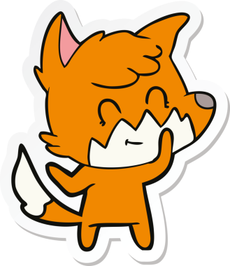 Bir insan tarafından çizilmiş bir çizgi film tilkisinin çıkartması.