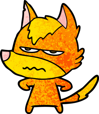 Bir insan tarafından çizilmiş kızgın tilki çizgi film karakteri