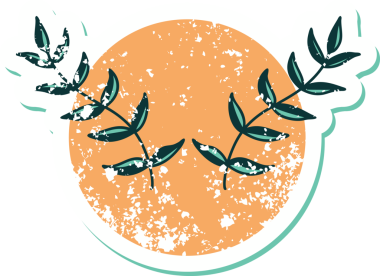 Bir insanın çizdiği yaprakların sembolik dövmeli görüntüsü