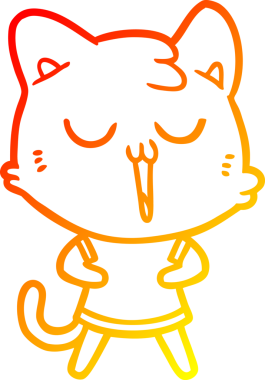 Bir insan tarafından çizilmiş çizgi film kedisinin sıcak çizgi çizimi