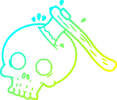 Kafatasında insan tarafından çizilmiş bir baltanın soğuk gradyan çizgisi.