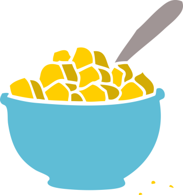 Bir insan tarafından çizilmiş mısır gevreği kasesi.