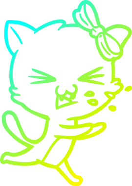 Bir insan tarafından çizilen çizgi film kedisinin soğuk gradyan çizgisi.