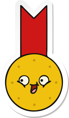 Bir insan tarafından çizilmiş şirin bir altın madalyanın çıkartması.